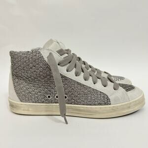 P448 Skate Glitter Sneakers Silver Gray High Top Lace Up